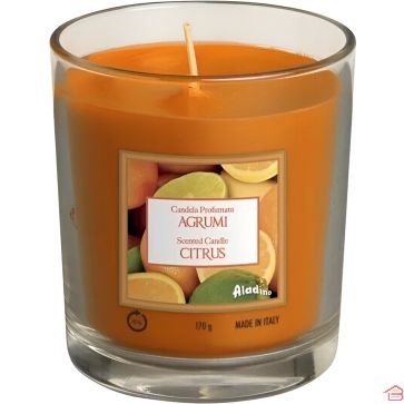 BOUGIE PARFUMÉE AUX AGRUMES EN VERRE 170 G DURÉE 45 HEURES