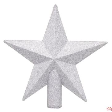 CIMIER ÉTOILE PAILLETÉE ARGENT 20 CM