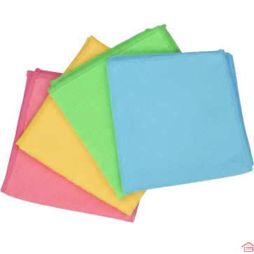 LOT DE 4 TORCHONS DE NETTOYAGE EN MICROFIBRE MULTI-USAGES 32 X 32 CM