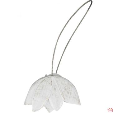 EMBRASSE DE RIDEAU AIMANTÉE EN RÉSINE MOTIF TULIPE COULEUR BLANC ET OR