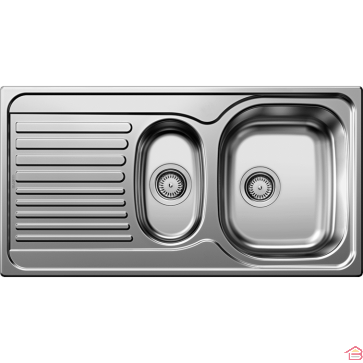 ÉVIER DE CUISINE EN ACIER INOXYDABLE BLANCO TIPO 6 AVEC UN BAC ET DEMI BAC ET ÉGOUTTOIR