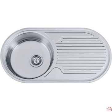 ÉVIER DE CUISINE ENCASTRABLE ROND EN ACIER INOXYDABLE 1 BAC Ø367 MM AVEC SIPHON