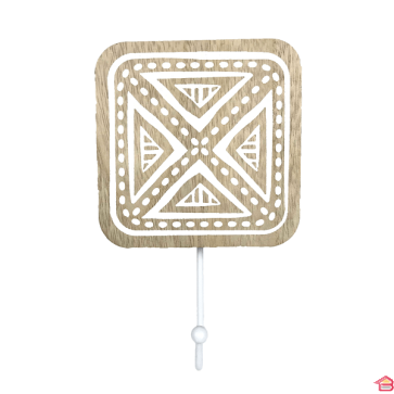 PORTE MANTEAU EN BOIS MOTIFS BLANC 10 X 15 CM