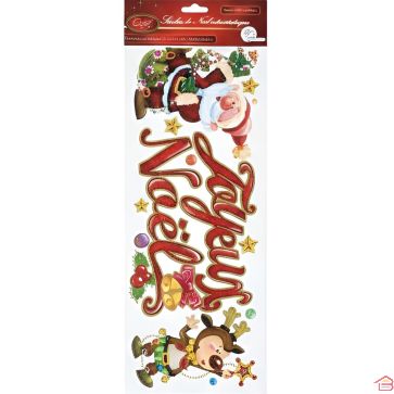 STICKER VITROSTATIQUE DE NOËL TRANSPARENT DÉCORATIF 21 X 54,5 CM