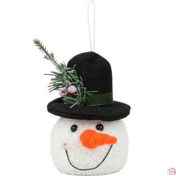 BONHOMME DE NEIGE TÊTE LUMINEUSE AVEC CHAPEAU 9 CM