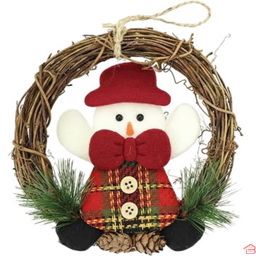 COURONNE DE NOËL EN BOIS 14 CM DEUX MODÈLES ASSORTIS