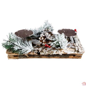 BOUGEOIR DE NOËL POUR 2 BOUGIES À PLANTER 28 cm