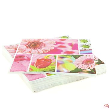 SERVIETTES DE TABLE 20 PIECES MOTIF FLEUR 33 X 33 CM