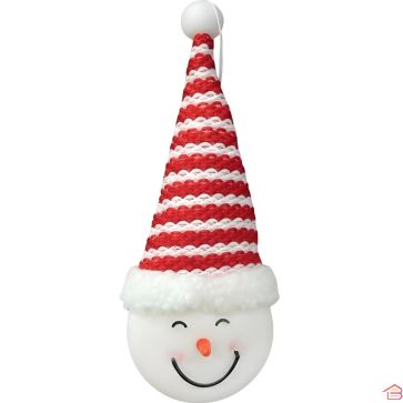 BONHOMME DE NEIGE DÉCORATIF À TÊTE LUMINEUSE AVEC BONNET ET ÉCLAIRAGE LED