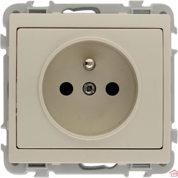 KIT PRISE ÉLECTRIQUE ENCASTRABLE DEUX PÔLES PLUS TERRE 16 AMPÈRES 250 VOLTS COULEUR MARFIL GAMME JADE