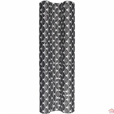 BOUDIN DE PORTE DOUBLE BOURRELET 80 CM NOIR AVEC MOTIFS GEOMETRIQUES EN POLYESTER