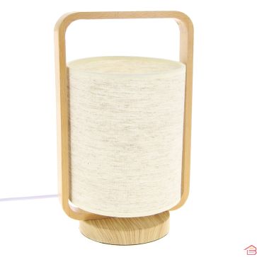LAMPE DE TABLE EFFET BOIS AVEC ABAT-JOUR 20 X 33 CM