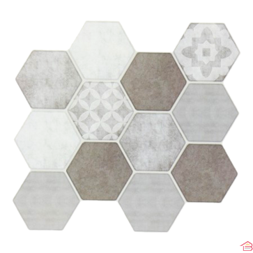 STICKER MURAL HEXAGONAL MOSAÏQUE 25 X 25 CM
