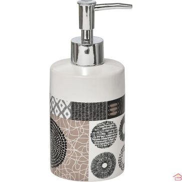 DISTRIBUTEUR À SAVON ROND EN DOLOMITE IMPRIMÉ MOTIF MASAÏ 320 ML