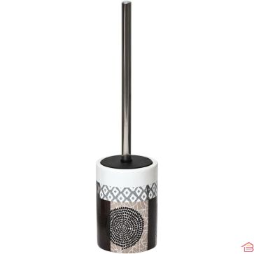 BROSSE WC EN CÉRAMIQUE DOLOMITE AVEC TIGE EN INOX IMPRIMÉ MASAÏ