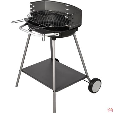 BARBECUE CHARBON DE BOIS KOS 17 SUR CHARIOT CUVE FONTE 52 X 37,5 CM