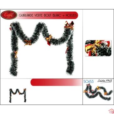 GUIRLANDE VERTE BOUT BLANC AVEC NOEUDS 2M