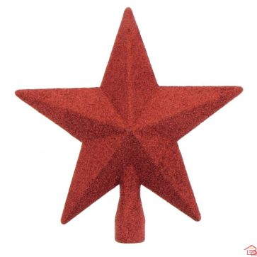 CIMIER ETOILE PAILLETEE ROUGE H 20 CM