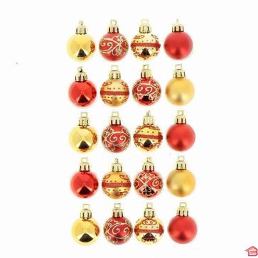 BOULE DE NOEL 3CM AVEC DECO ARABE X20PCS RGE/OR