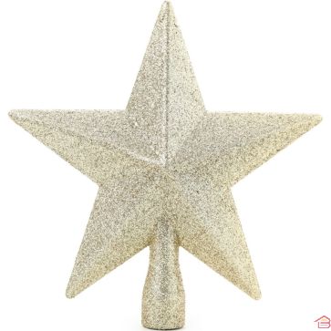 CIMIER ÉTOILE PAILLETÉE CHAMPAGNE HAUTEUR 20 CM DÉCORATION SAPIN DE NOËL