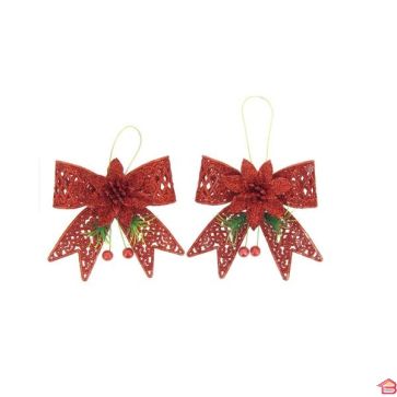 SUSPENSION NOEUD PAIELLETTE 2PCS 10CM CHAMPAGNE