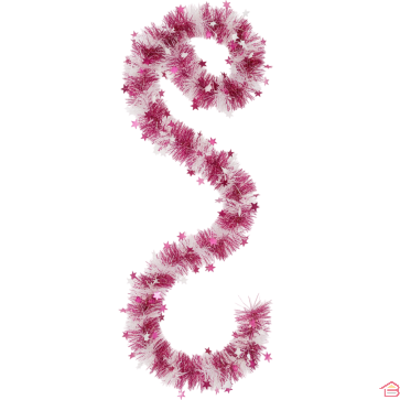 GUIRLANDE DÉCORATIVE BRICOLORE MOTIF ÉTOILE ROSE ET BLANC 2 MÈTRES