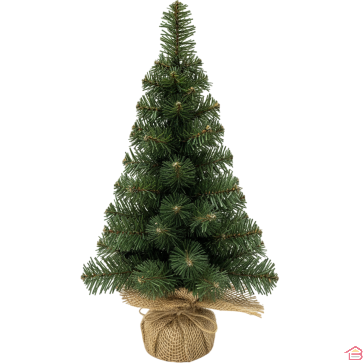 SAPIN DÉCORATIF DE TABLE AVEC PIED EN JUTE NON FLOQUÉ HAUTEUR 30 CM