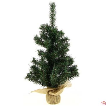 SAPIN DÉCO DE TABLE PIED EN JUTE NON FLOQUÉ 60 CM