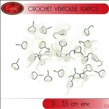 LOT DE 24 CROCHETS VENTOUSE POUR DÉCORATION EXTÉRIEURE DIAMÈTRE 3.5 CM
