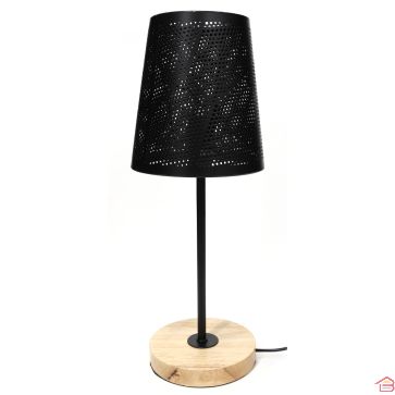 LAMPE DE TABLE MÉTAL ET PIED BOIS NOIR