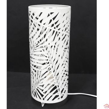 LAMPE DE TABLE CYLINDRIQUE EN MÉTAL COULEUR BLANCHE