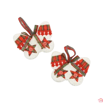 SUSPENSION DE NOËL FORME PAPILLON AVEC ÉTOILES EN TISSU