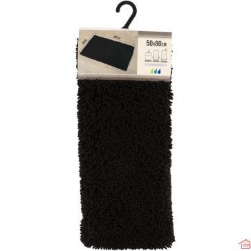 TAPIS MICROFIBRE NOIR PETITE CHENILLE 50x80 CM
