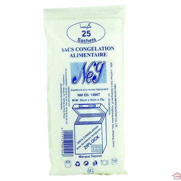 25 SACS DE CONGÉLATION NEG 25X36 CM AVEC ZIP