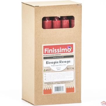 20 BOUGIES ROUGES NON PARFUMÉES LONGUES 19 CM