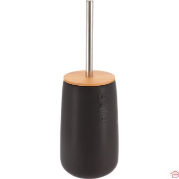BROSSE WC EN DOLOMITE RONDE NOIRE ET BAMBOU