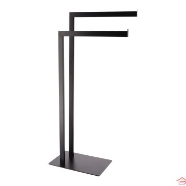 PORTE SERVIETTES NOIR EN MÉTAL À 2 BARRES