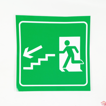 PANNEAU ESCALIER DE SECOURS FLECHE GAUCHE 20 X 20 CM