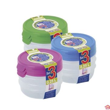 SET DE 3 BOÎTES RONDES 0.25 L OUVERTURE FACILE