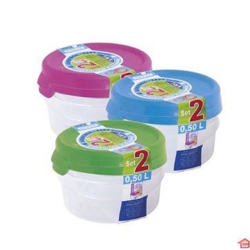 SET DE 2 BOÎTES RONDES 0.50 L OUVERTURE FACILE