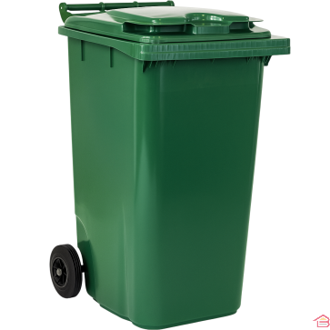 POUBELLE D’EXTÉRIEUR VERTE 120 LITRES AVEC COUVERCLE ET ROUES JCOPLASTIC