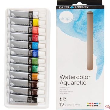 COFFRET DE 12 TUBES D’AQUARELLE TRANSPARENTE 12 ML DALER ROWNEY SIMPLY