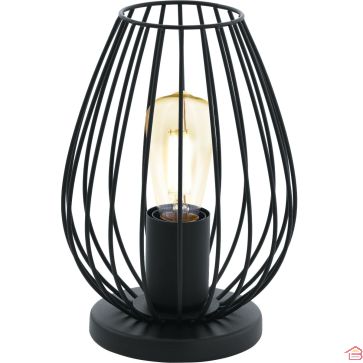 LAMPE DE TABLE DESIGN EN ACIER NOIR AVEC DOUILLE E27 ET INTERRUPTEUR À CÂBLE MODÈLE NEWTOWN