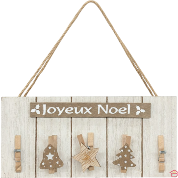 SUSPENSION PANCARTE JOYEUX NOËL AVEC PINCES DÉCORATION DE NOËL 23 CM