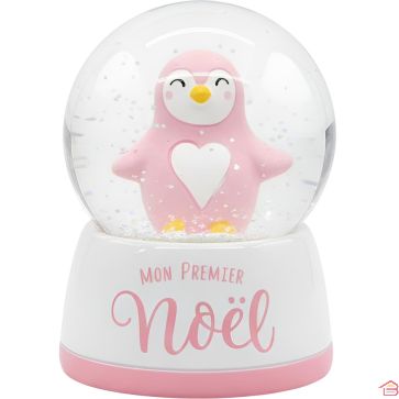 BOULE DE NEIGE 45 MM AVEC PINGOUIN MON PREMIER NOËL