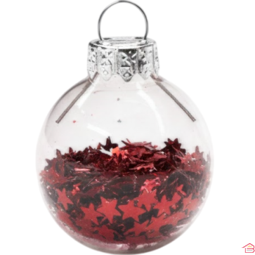 LOT DE 20 BOULES DE NOËL TRANSPARENTES AVEC ÉTOILES BRILLANTES À L’INTÉRIEUR DIAMÈTRE 3 CM