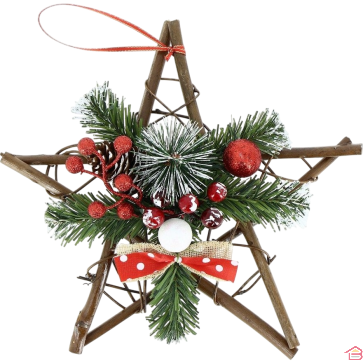 ÉTOILE DE NOËL EN BOIS 25 CM DÉCORATION SAPIN À SUSPENDRE
