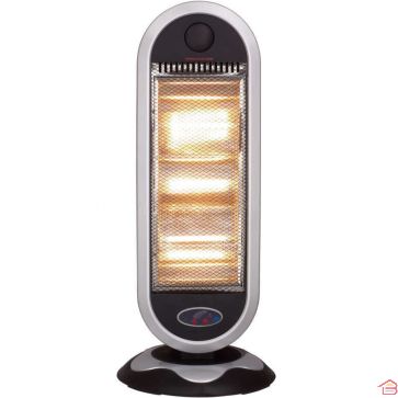 CHAUFFAGE ÉLECTRIQUE HALOGÈNE AVEC TÉLÉCOMMANDE 1200W 3 TUBES OSCILLANT NOIR ARGENT