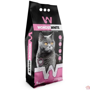 LITIÈRE BLANCHE WONDER WHITE 5 KG POUR CHAT AVEC PARFUM BABY POWDER