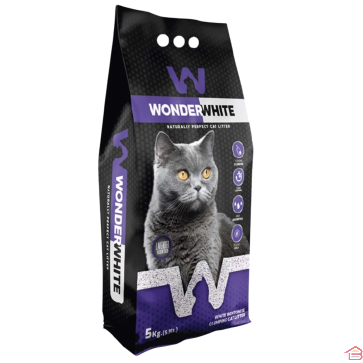 LITIÈRE BLANCHE WONDER WHITE 5 KG POUR CHAT PARFUM LAVANDE